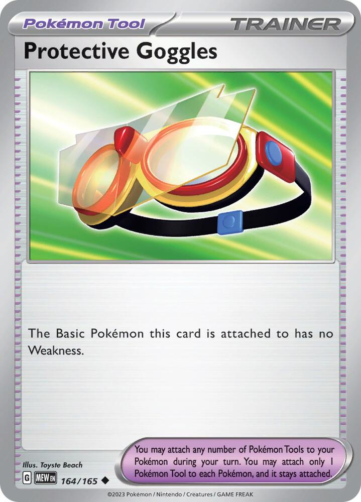 Protective Goggles 164/165 Reverse Holofoil — 151 Pokémon card