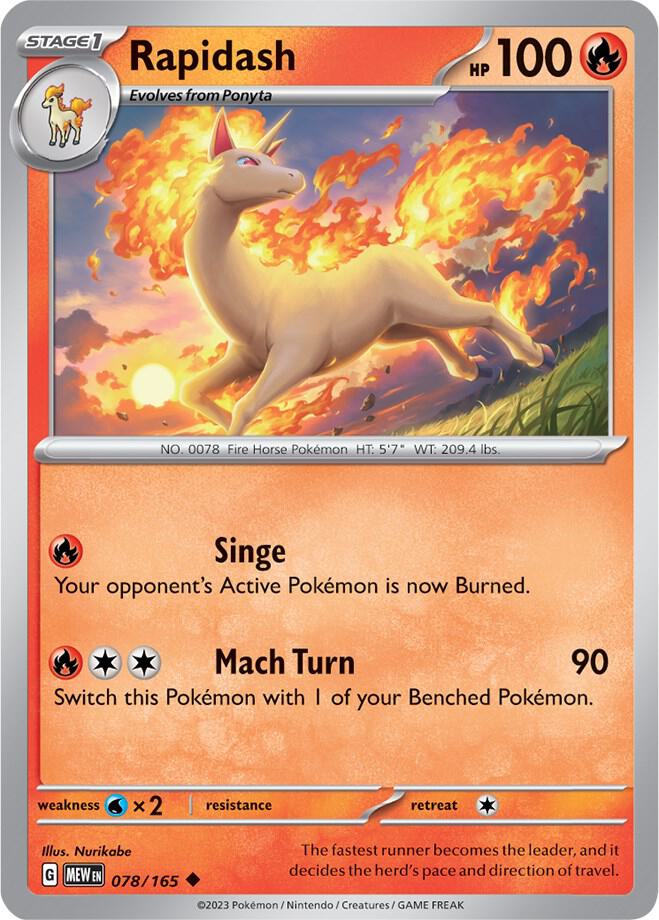 Rapidash 078/165 — 151 Pokémon card