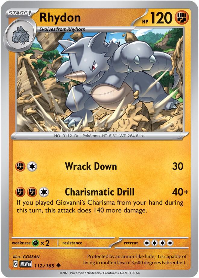 Rhydon 112/165 — 151 Pokémon card