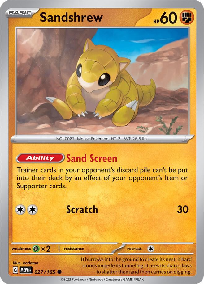 Sandshrew 027/165 Reverse Holofoil — 151 Pokémon card
