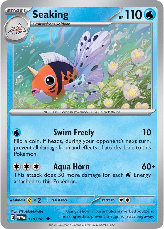 Seaking 119/165 Reverse Holofoil — 151 Pokémon card