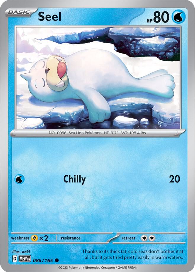 Seel 086/165 Reverse Holofoil — 151 Pokémon card
