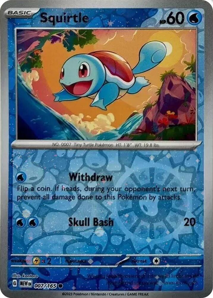 Squirtle 007/165 Reverse Holofoil — 151 Pokémon card
