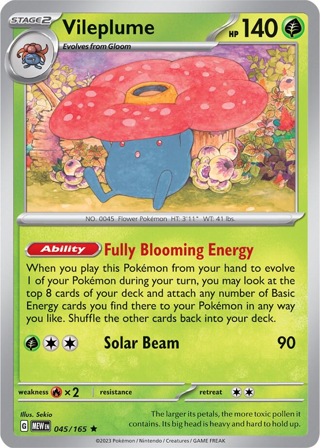 Vileplume 045/165 Reverse Holofoil, 151 Pokémon card