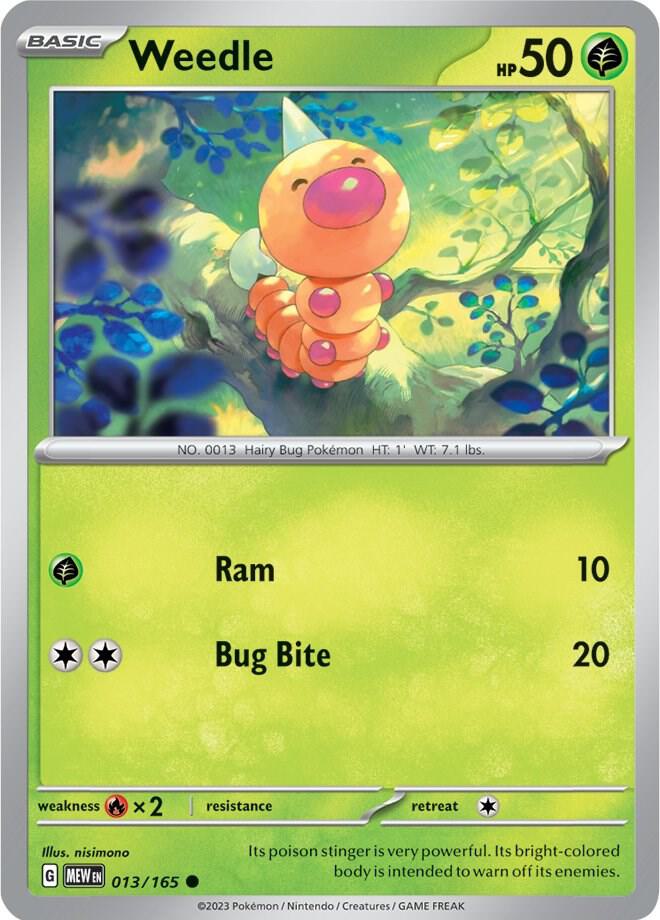 Weedle 013/165 Reverse Holofoil — 151 Pokémon card