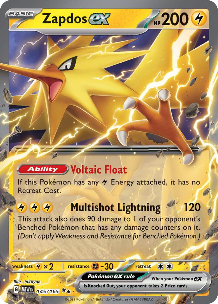 Zapdos ex 145/165 Holofoil, 151 Pokémon card