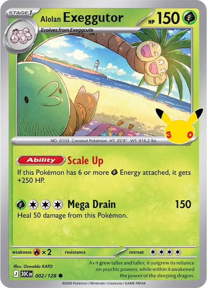 Alolan Exeggutor 002/128 Holofoil - 30th Celebration Pokemon card