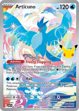 Articuno 132/128 Holofoil - 30th Celebration Pokemon card