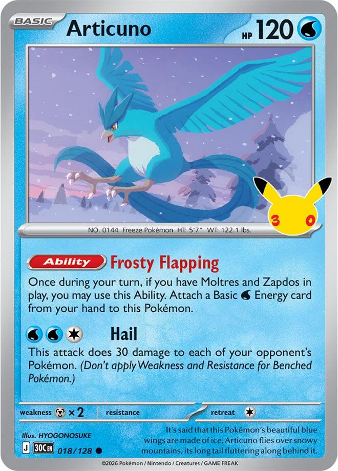 Articuno 018/128 Holofoil - 30th Celebration Pokemon card