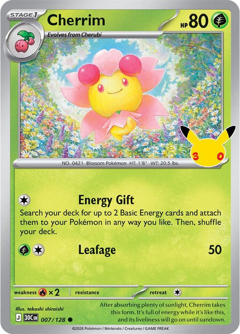 Pokemon - 30th Celebration - Cherrim - 007/128 - Holofoil