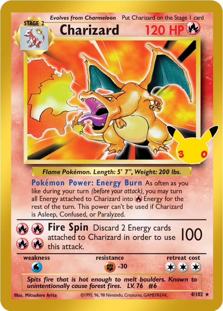 Charizard 4/102 Holofoil - 30th Celebration Classic Collection Pokemon card