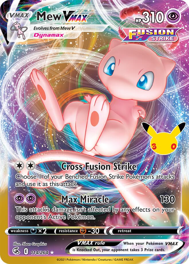 Mew VMAX 114/264 Holofoil - 30th Celebration Classic Collection Pokemon card