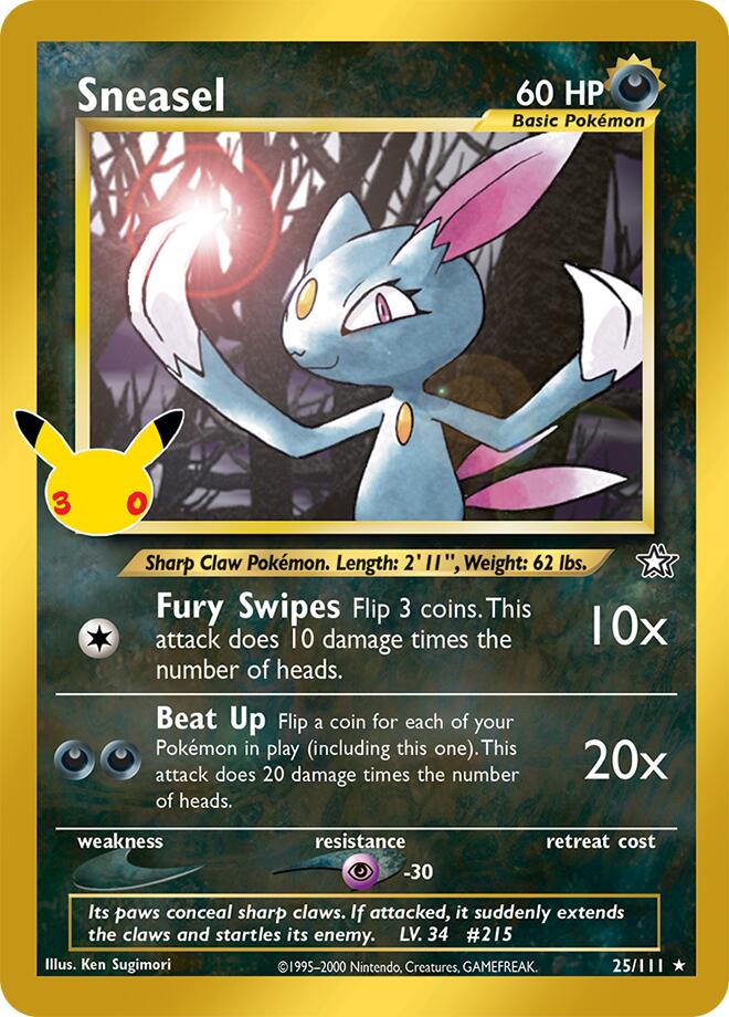 Sneasel 25/111 Holofoil - 30th Celebration Classic Collection Pokemon card