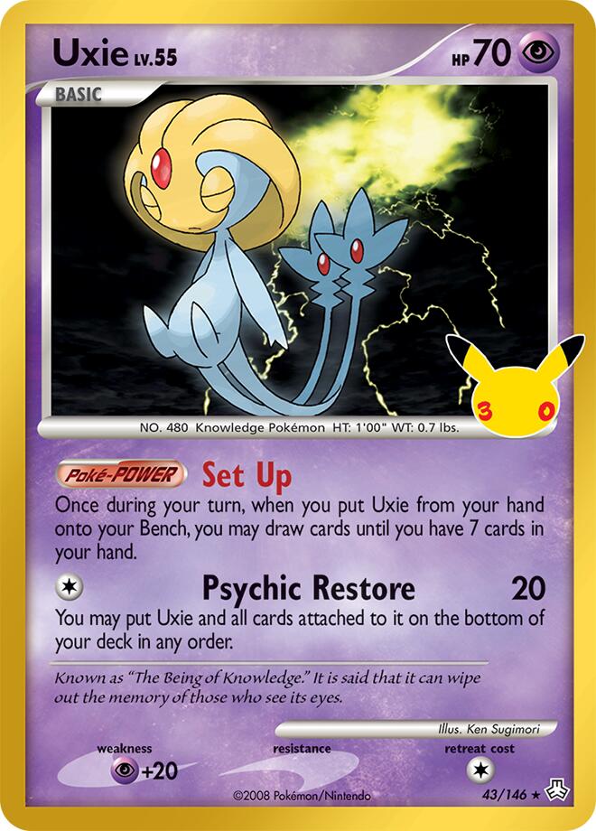 Uxie 43/146 Holofoil - 30th Celebration Classic Collection Pokemon card