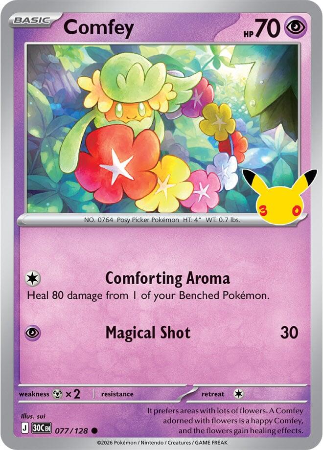 Comfey 077/128 Holofoil - 30th Celebration Pokemon card