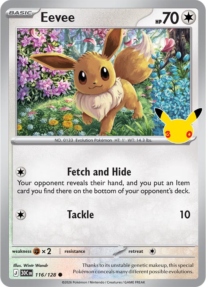 Eevee 116/128 Holofoil - 30th Celebration Pokemon card