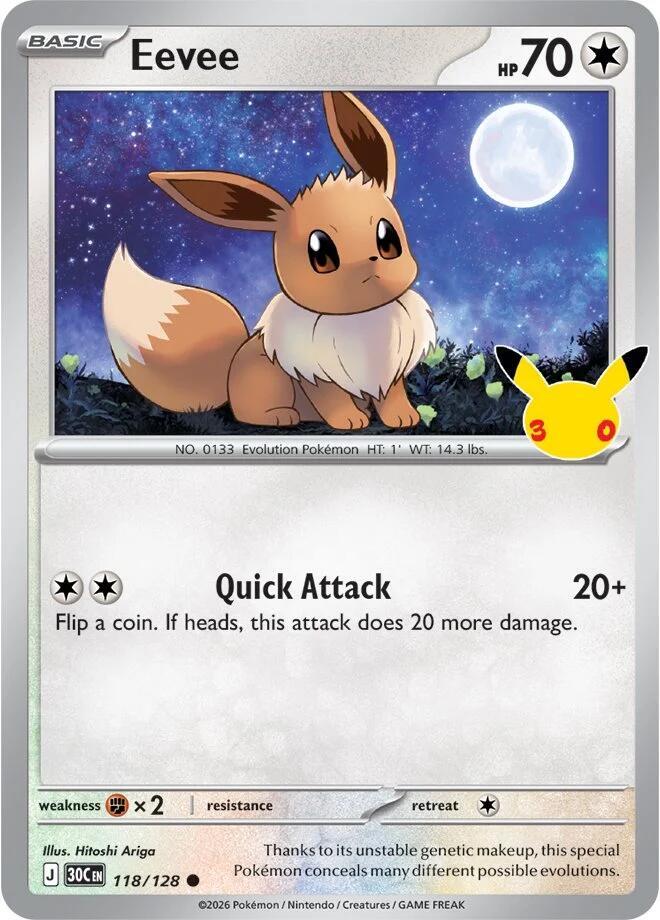 Eevee 118/128 Holofoil - 30th Celebration Pokemon card