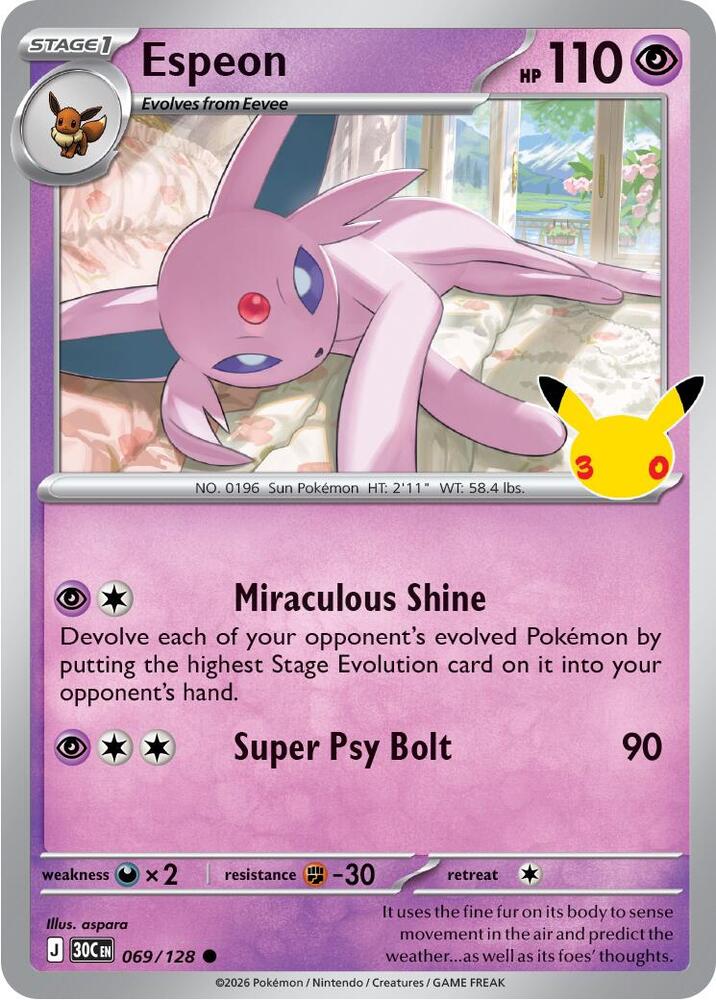 Espeon 069/128 Holofoil - 30th Celebration Pokemon card