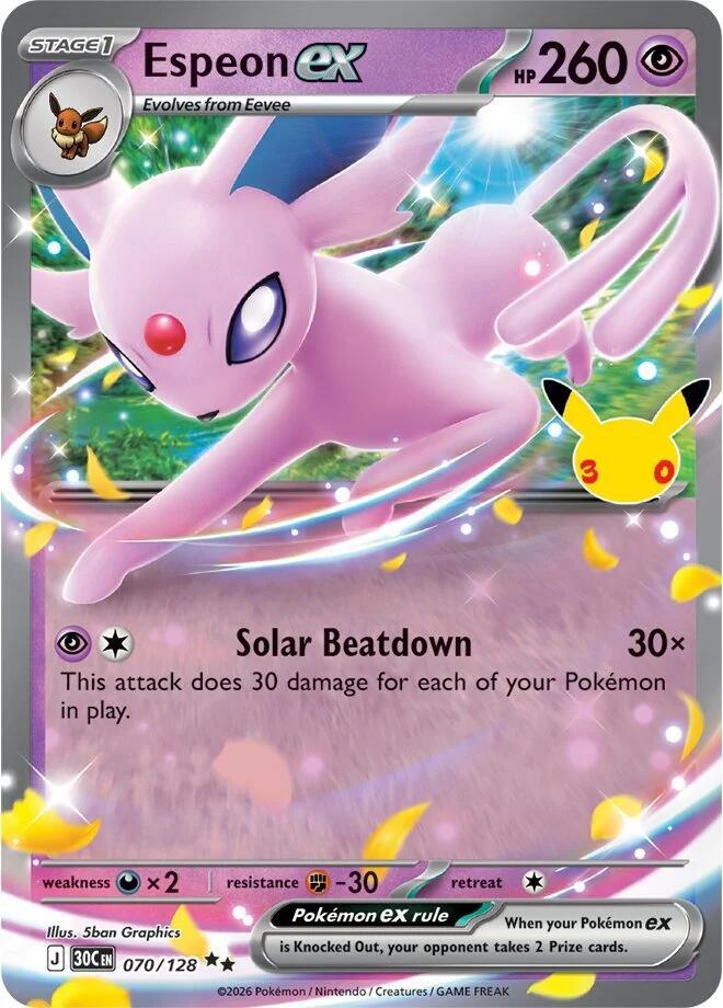 Espeon ex 070/128 Holofoil - 30th Celebration Pokemon card