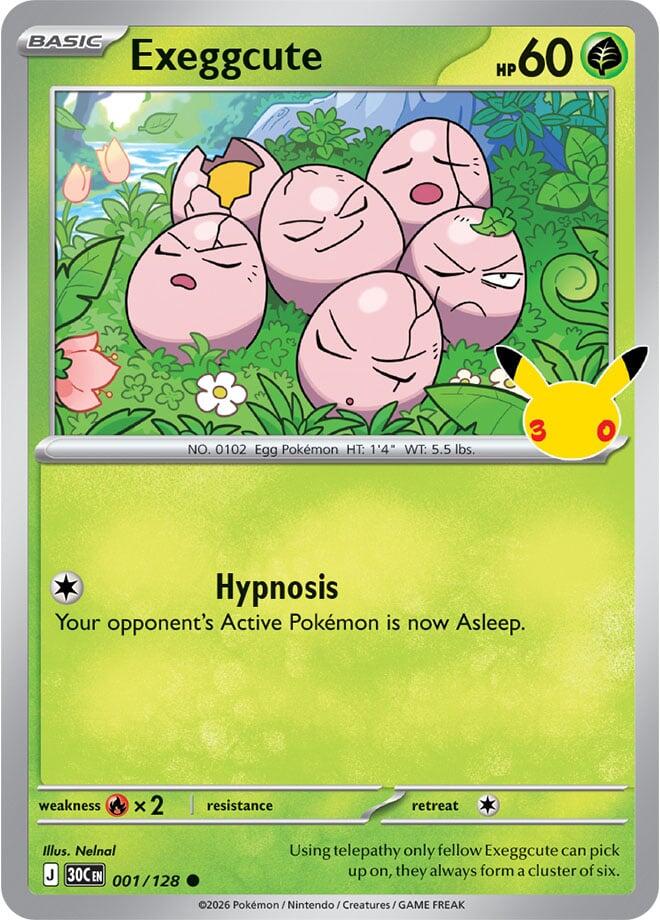 Exeggcute 001/128 Holofoil - 30th Celebration Pokemon card