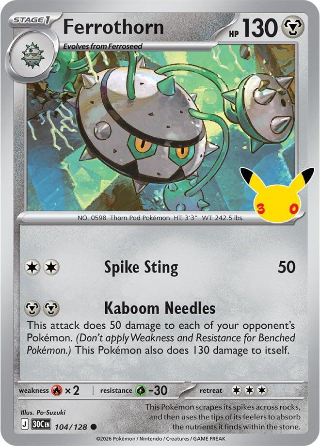 Ferrothorn 104/128 Holofoil - 30th Celebration Pokemon card