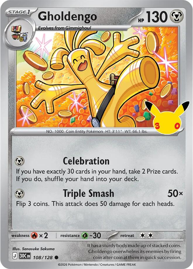 Gholdengo 108/128 Holofoil - 30th Celebration Pokemon card