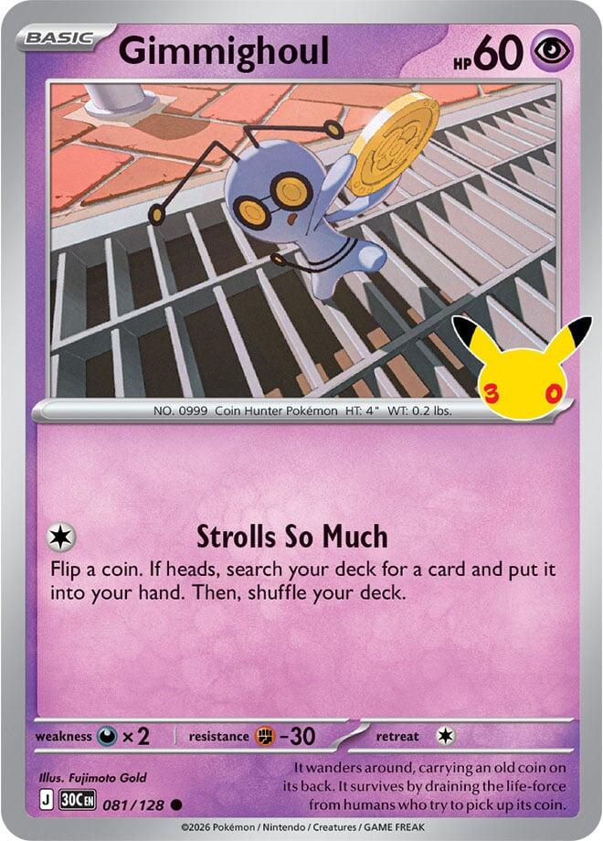 Gimmighoul 081/128 Holofoil - 30th Celebration Pokemon card