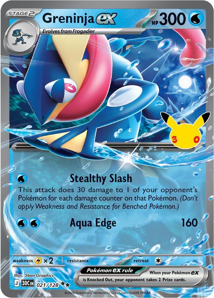 Greninja ex 021/128 Holofoil - 30th Celebration Pokemon card