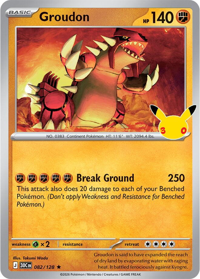 Groudon 082/128 Holofoil - 30th Celebration Pokemon card