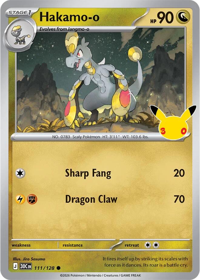 Hakamo-o 111/128 Holofoil - 30th Celebration Pokemon card