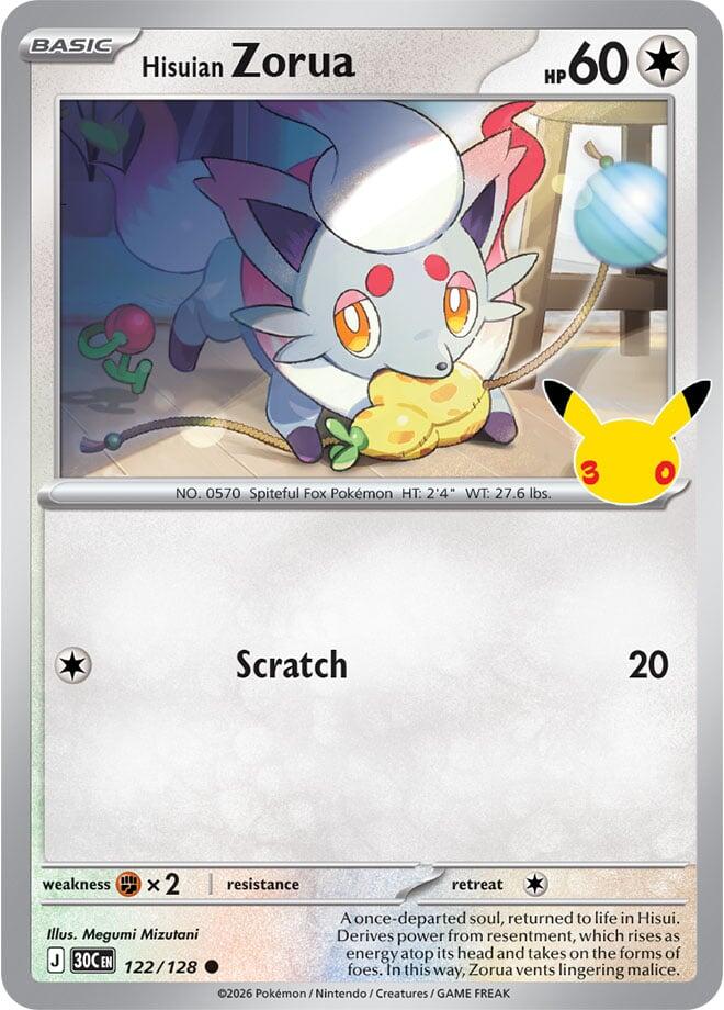 Hisuian Zorua 122/128 Holofoil - 30th Celebration Pokemon card