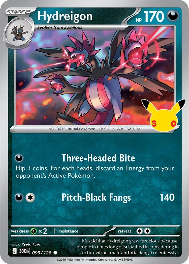 Hydreigon 099/128 Holofoil - 30th Celebration Pokemon card