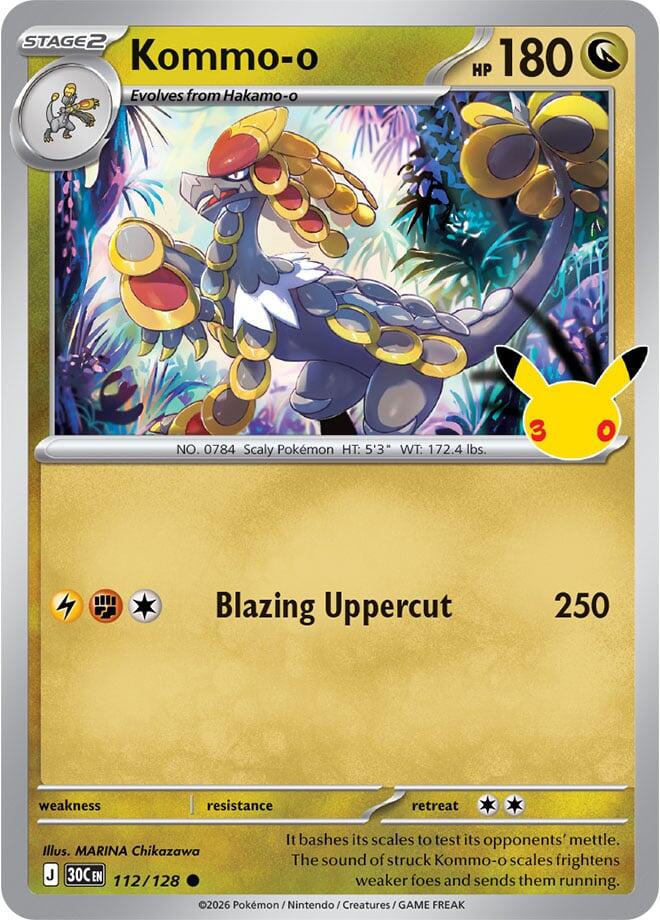 Kommo-o 112/128 Holofoil - 30th Celebration Pokemon card