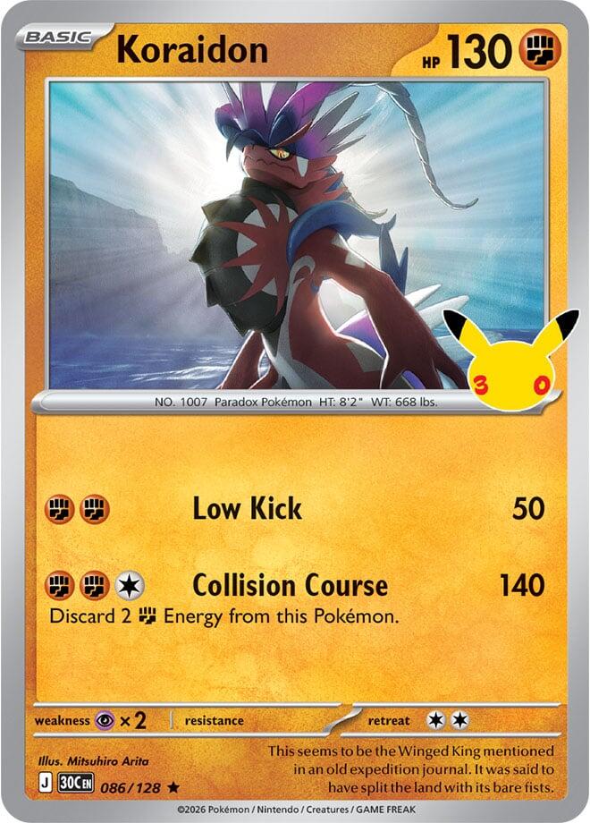 Koraidon 086/128 Holofoil - 30th Celebration Pokemon card