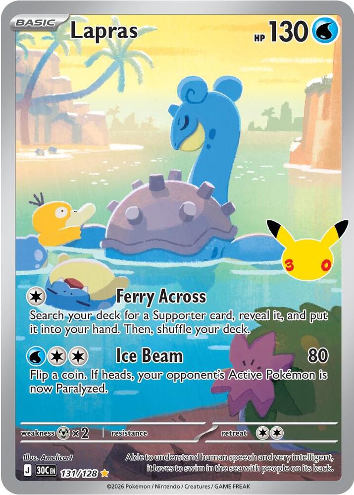 Lapras 131/128 Holofoil - 30th Celebration Pokemon card