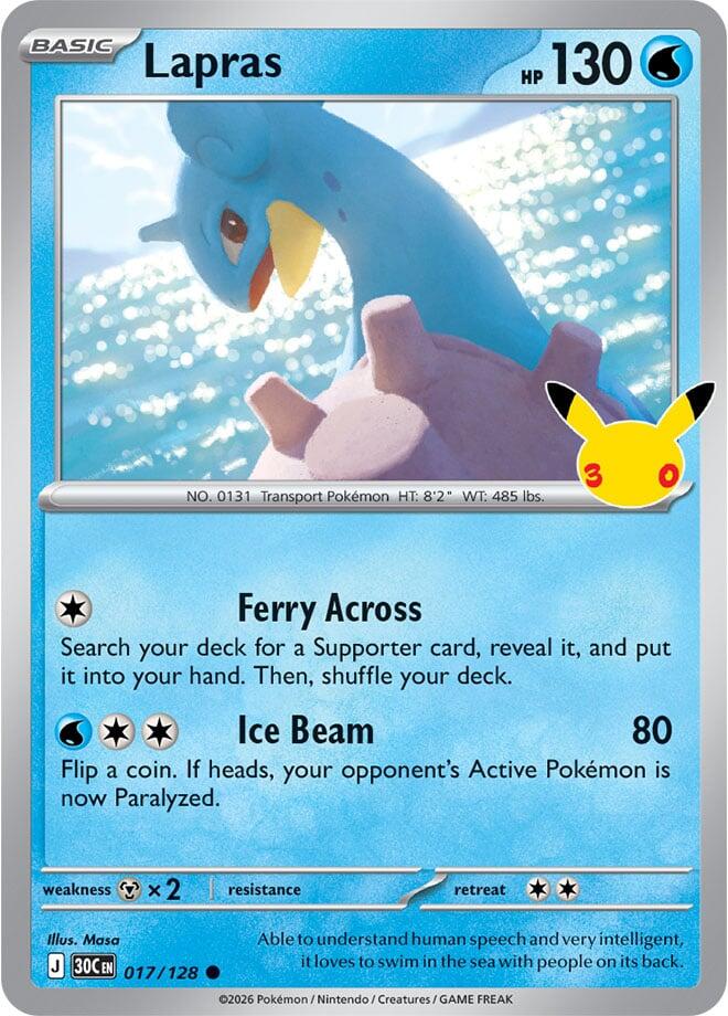 Lapras 017/128 Holofoil - 30th Celebration Pokemon card