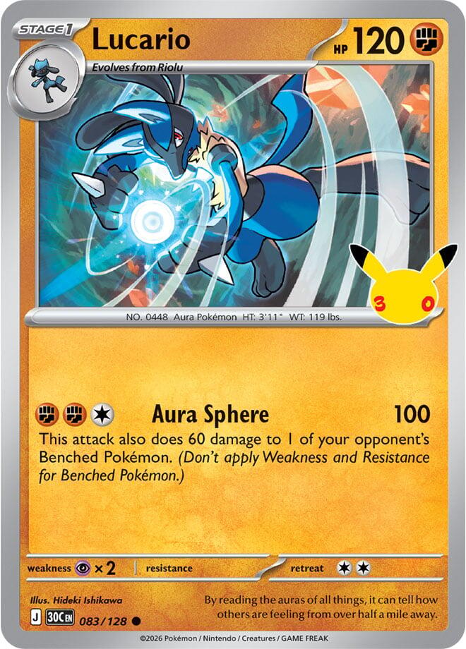 Lucario 083/128 Holofoil - 30th Celebration Pokemon card