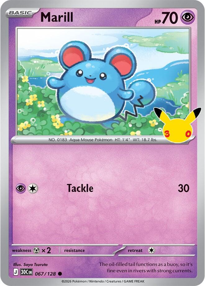 Marill 067/128 Holofoil - 30th Celebration Pokemon card