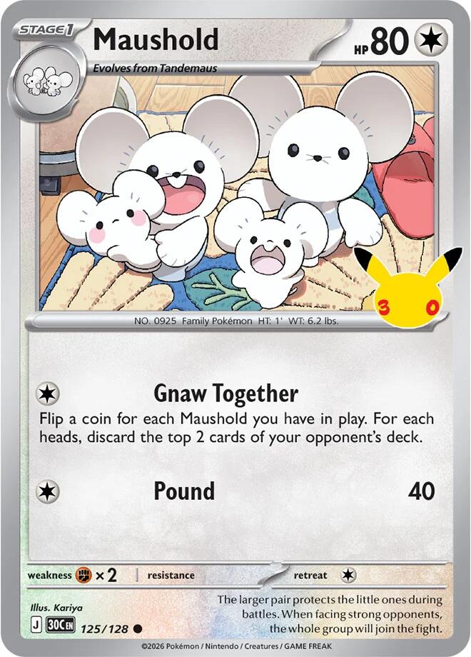 Maushold 125/128 Holofoil - 30th Celebration Pokemon card