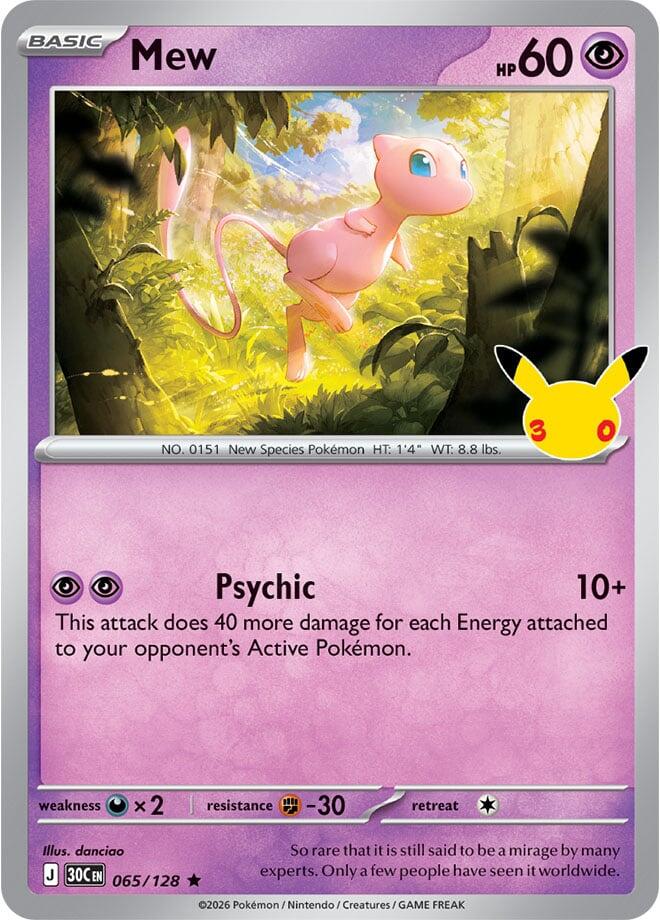 Mew 065/128 Holofoil - 30th Celebration Pokemon card