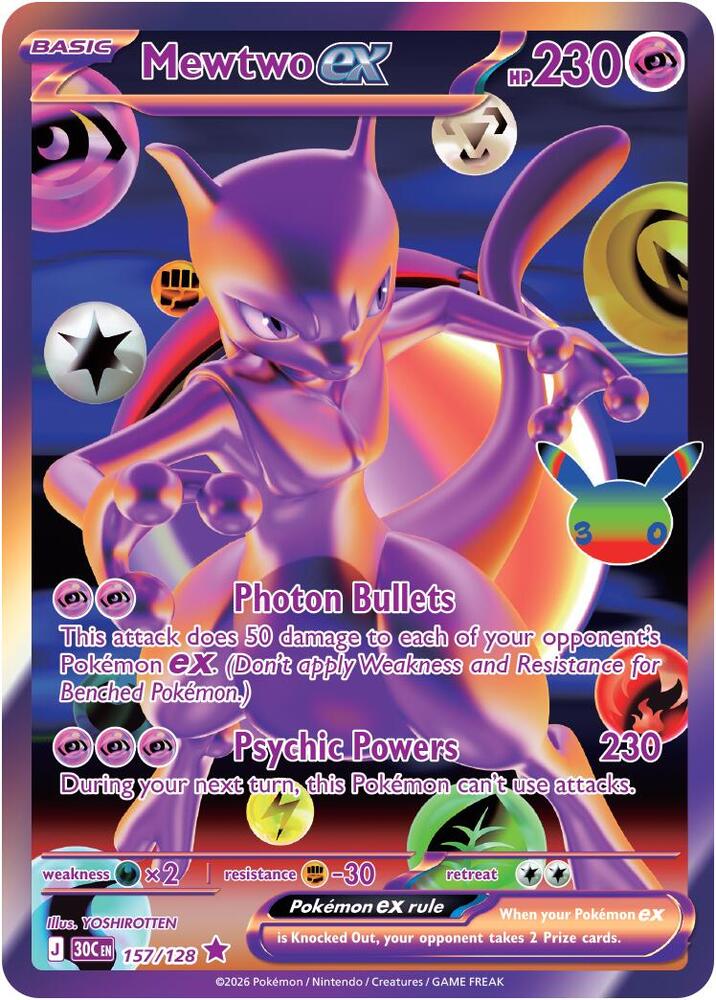 Mewtwo ex 157/128 Holofoil - 30th Celebration Pokemon card