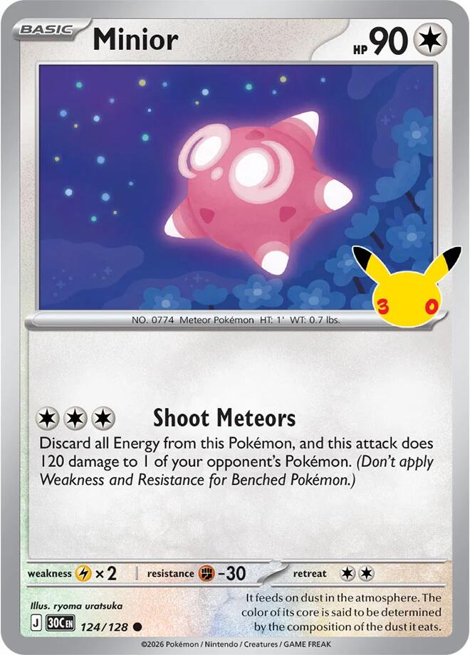 Minior 124/128 Holofoil - 30th Celebration Pokemon card
