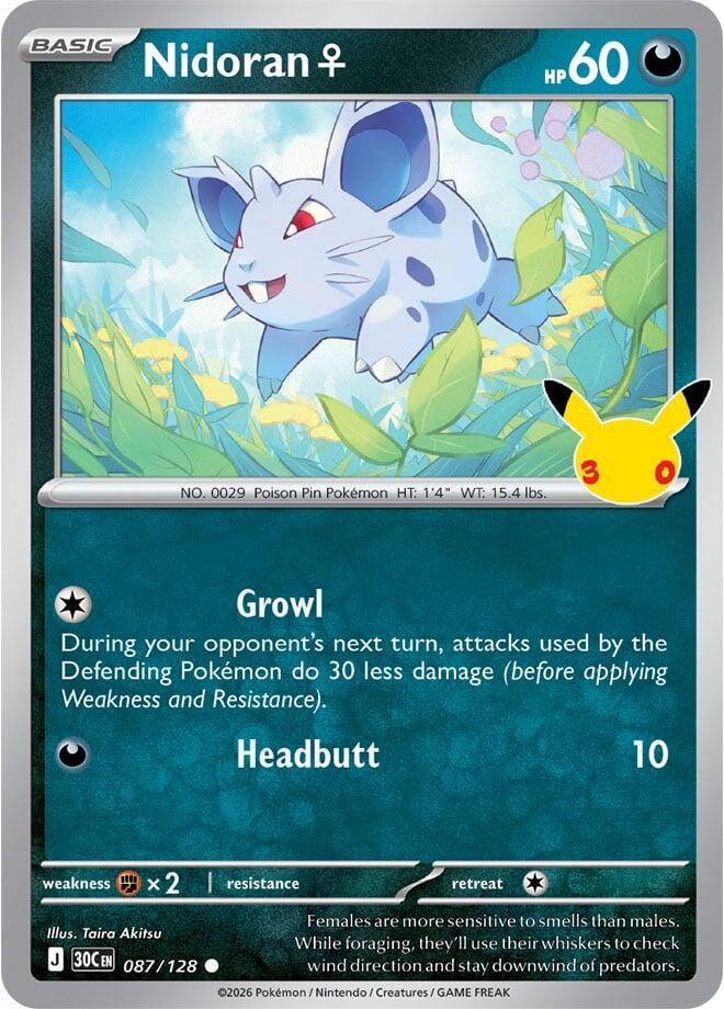 Nidoran F 087/128 Holofoil - 30th Celebration Pokemon card