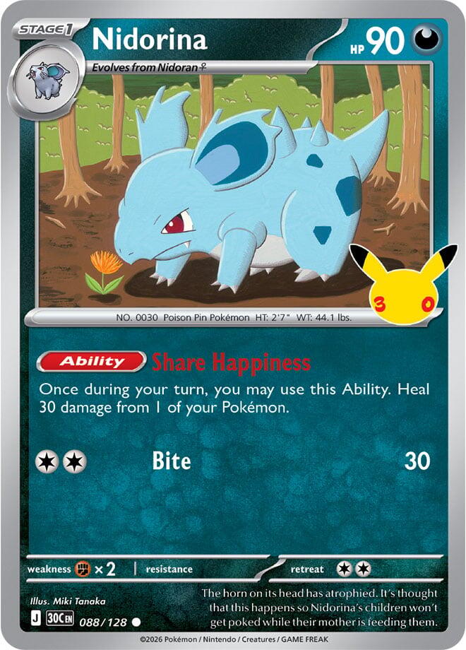 Nidorina 088/128 Holofoil - 30th Celebration Pokemon card