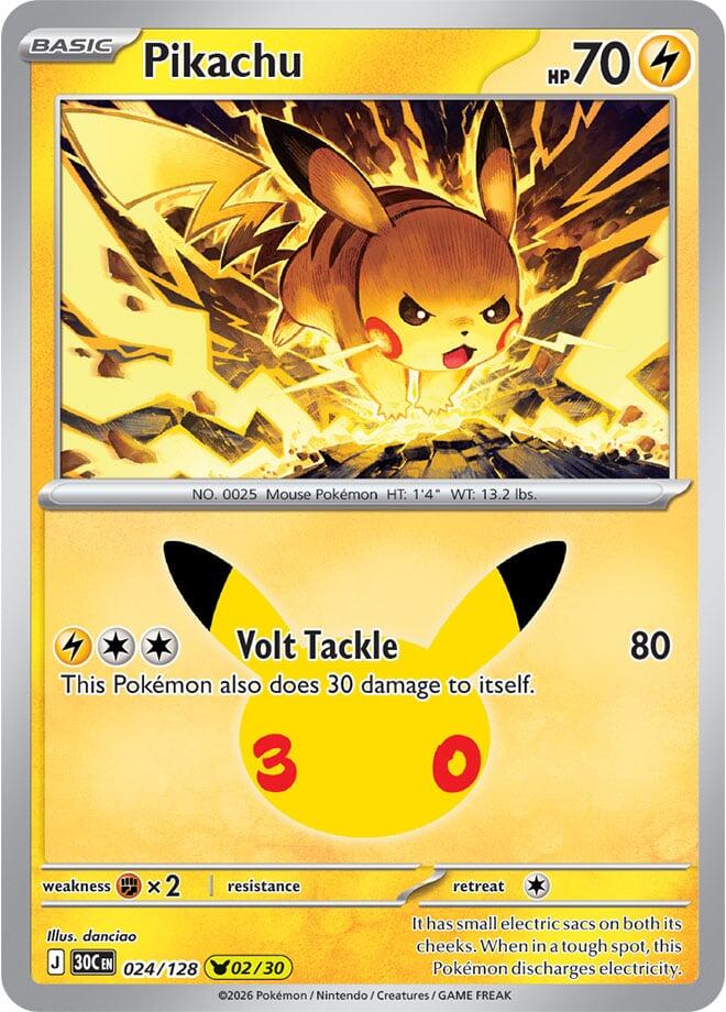 Pikachu 024/128 Holofoil - 30th Celebration Pokemon card