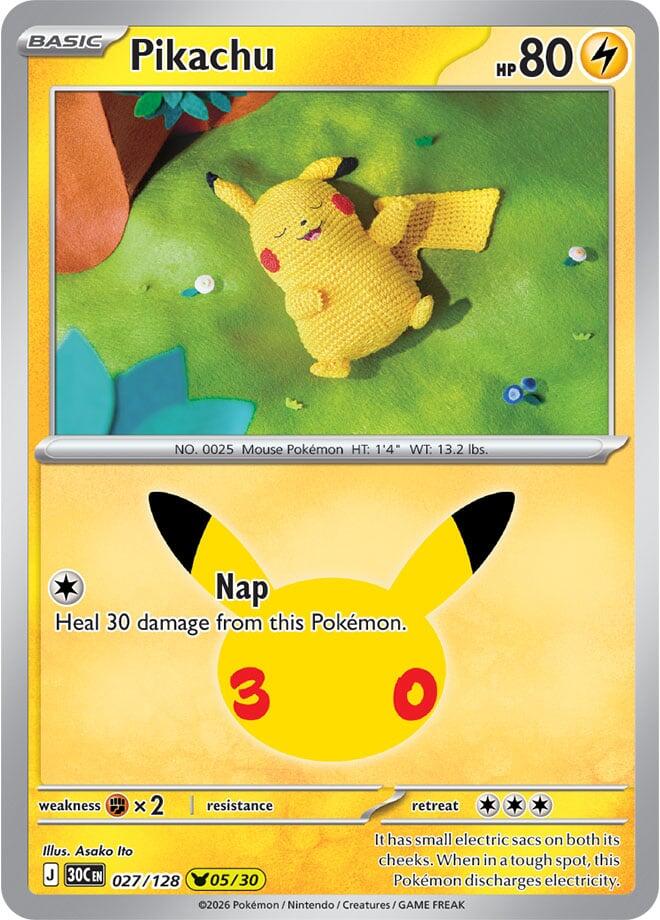 Pikachu 027/128 Holofoil - 30th Celebration Pokemon card