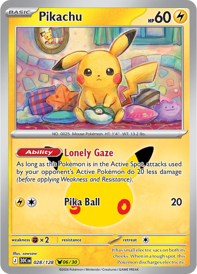 Pikachu 028/128 Holofoil - 30th Celebration Pokemon card