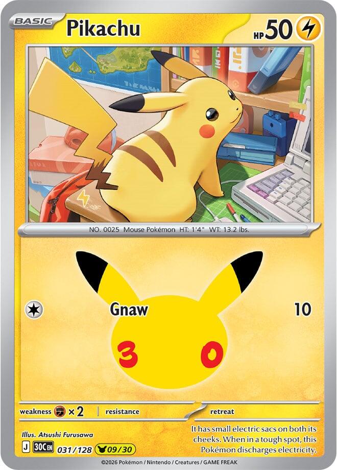 Pikachu 031/128 Holofoil - 30th Celebration Pokemon card