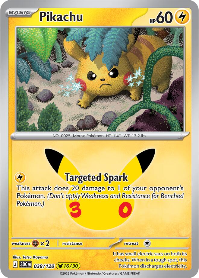 Pikachu 038/128 Holofoil - 30th Celebration Pokemon card