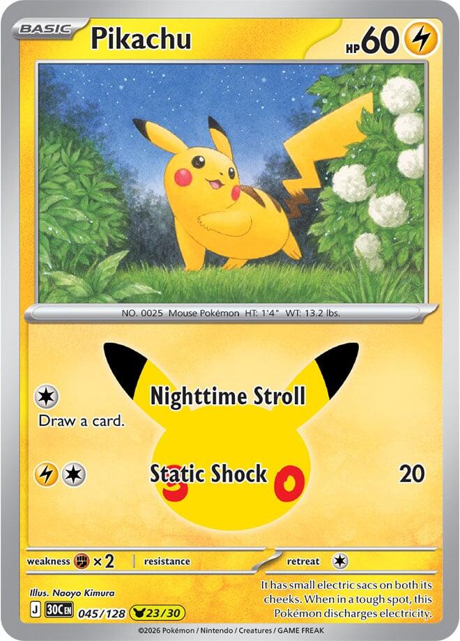 Pikachu 045/128 Holofoil - 30th Celebration Pokemon card